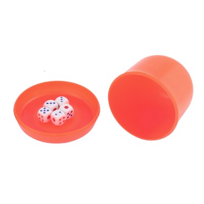 Game Dice Roller Cup Orange w 5 Dices   